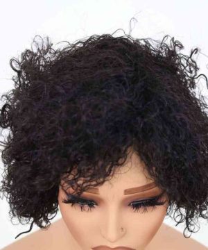 Bigghair 10 Inch Natural Loose Curly #1B Wigs 180% Density