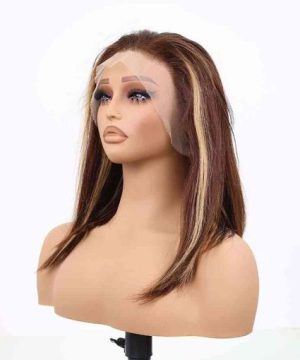 Bigghair 12 Inch Piano Brown Straight #4/27 Wigs 180% Density