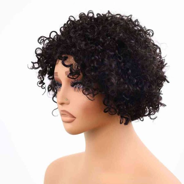 Bigghair 9 Inch Pixie Wigs Curly & Natural #1B Wigs 180% Density