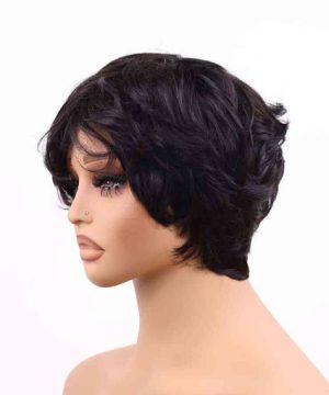 Bigghair 2 Inch Pixie Wigs Straight & Natural #1B Wigs 180% Density