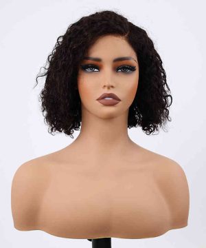 Bigghair 10 Inch Side Part Curly & Natural #1B Wigs 180% Density
