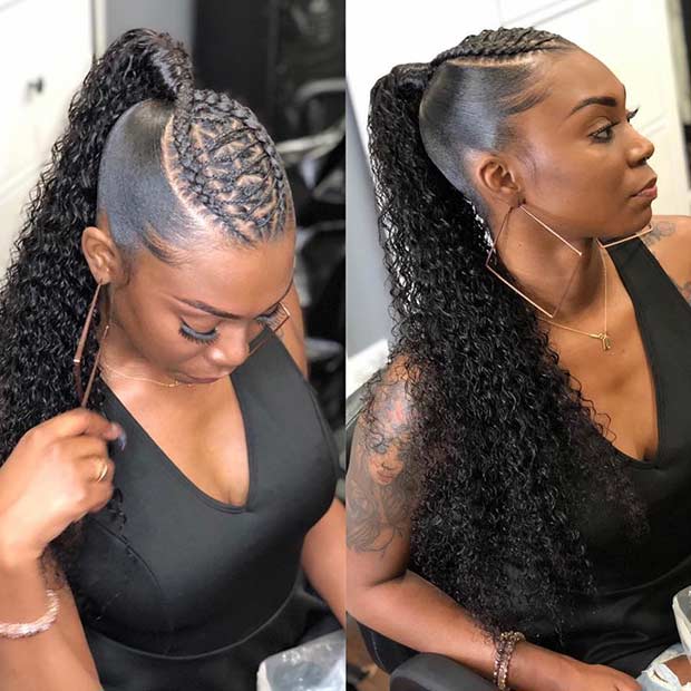 Braided ponytail with weave