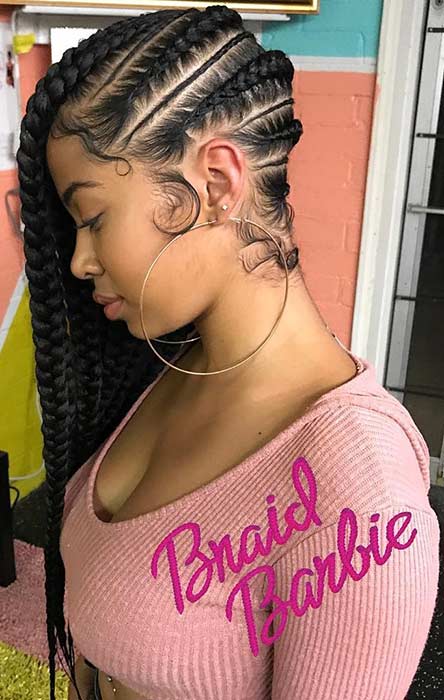 Chunky braids to the side