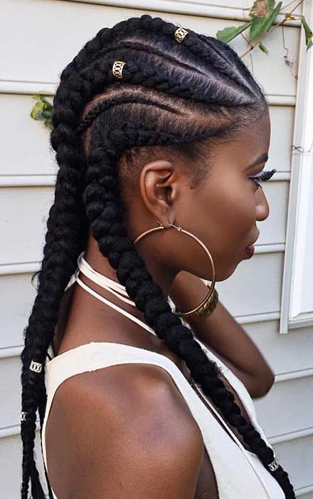 Feed in cornrows with weave