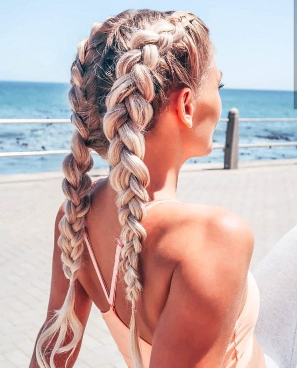 Hairstyles that hide extensions: Double braids