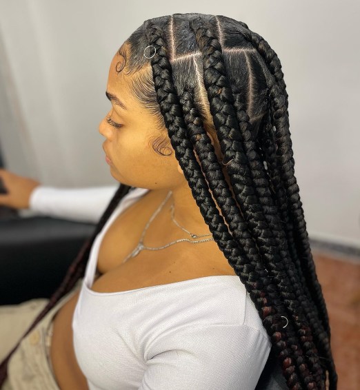 Jumbo parted box braids