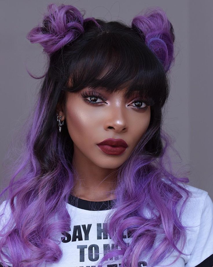 purple hair on dark skin