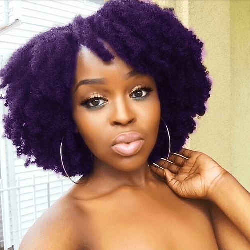 Purple afro textured hair