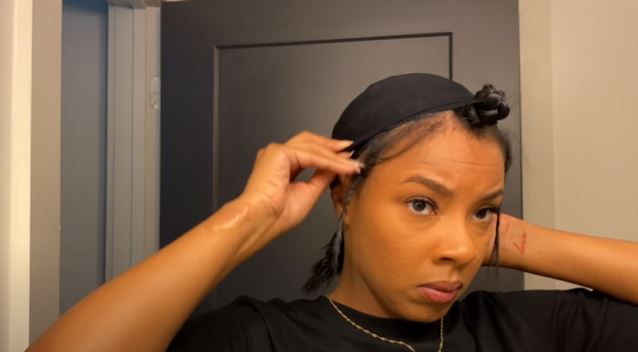 How to do a quick weave: Put on wig cap