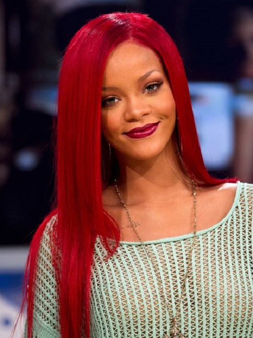 Rihanna's long red hair