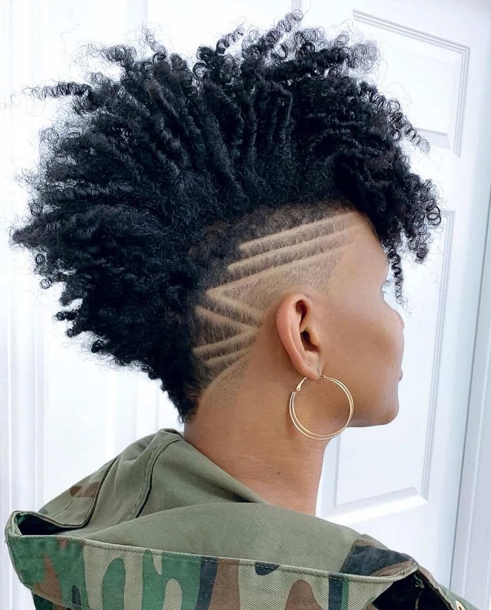 Short afro mohawk with undercut