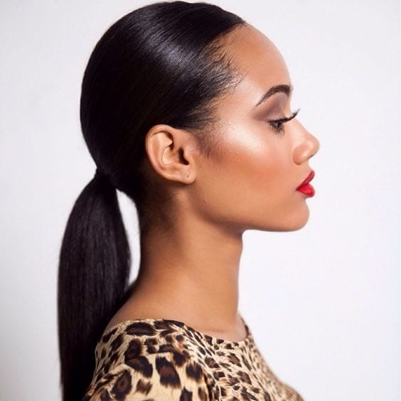 Hairstyles that hide extensions: Sleek back ponytail