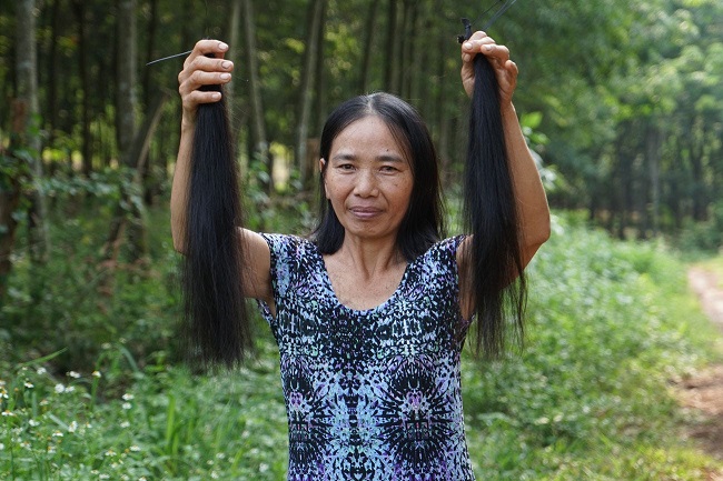Vietnamese hair is collected from the women in rural and mountainous areas